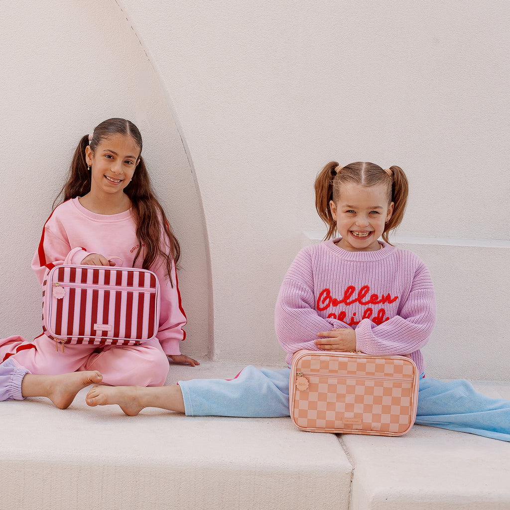 Peach Check Large Lunch Bag - SECONDS