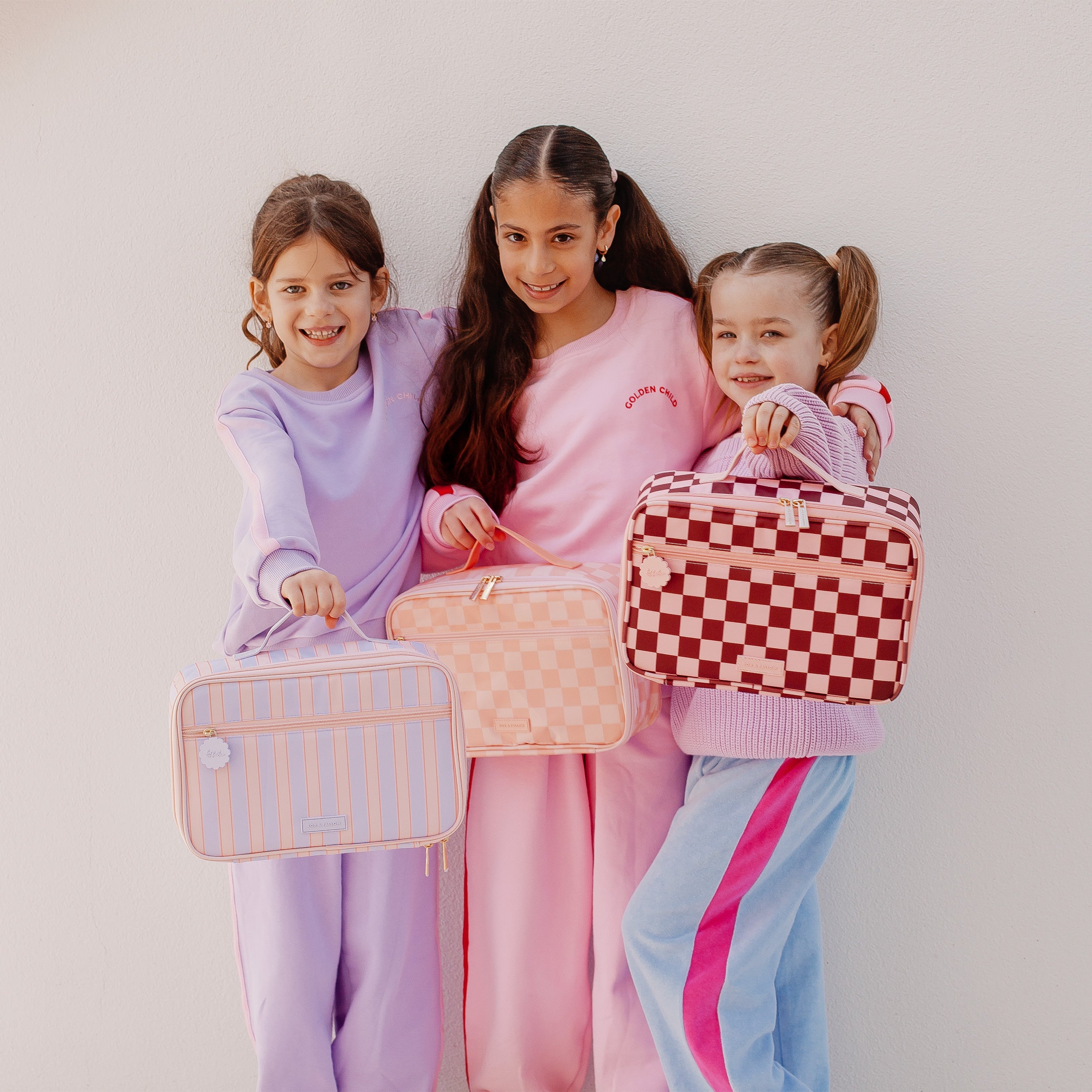 Peach Check Large Lunch Bag - SECONDS