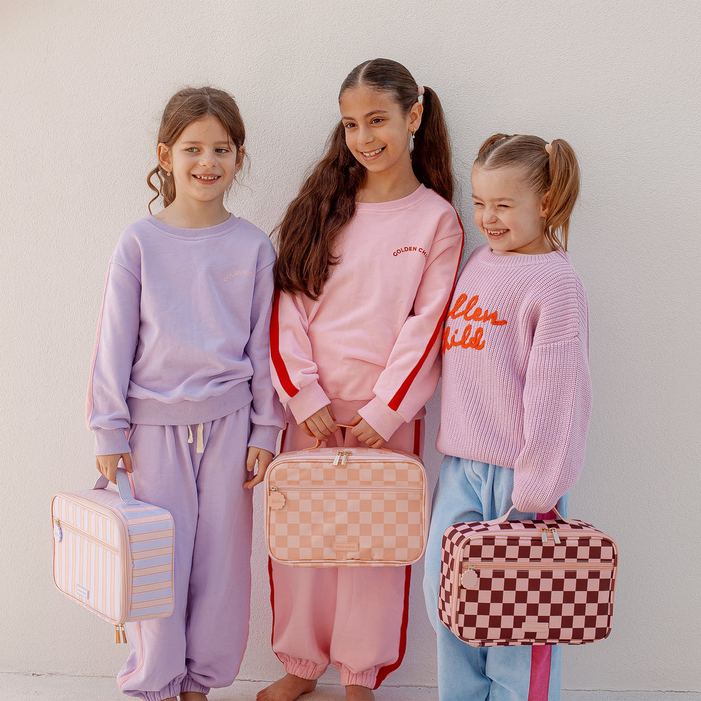 Peach Check Large Lunch Bag - SECONDS