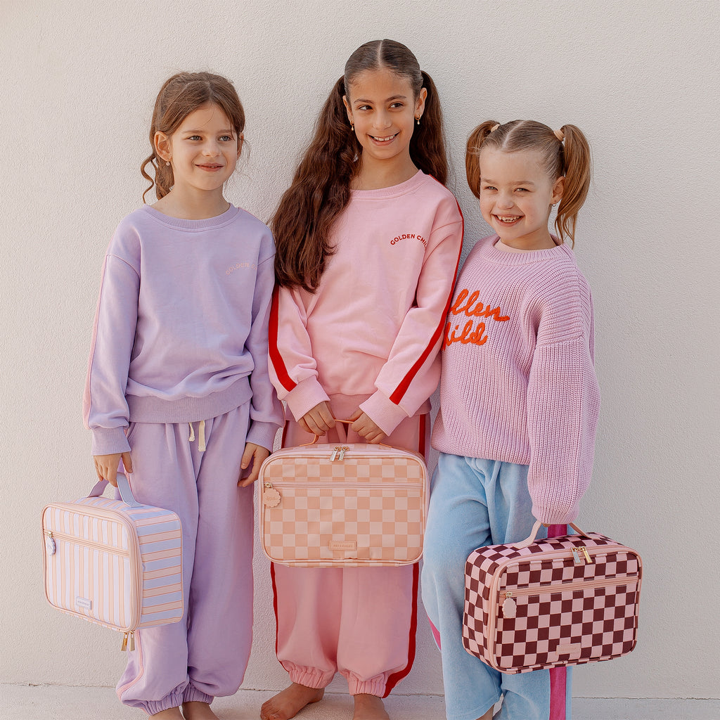 Peach Check Large Lunch Bag - SECONDS