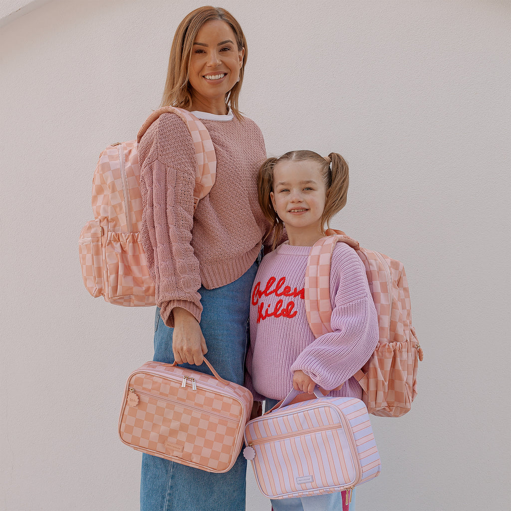 Peach Check Large Lunch Bag - SECONDS