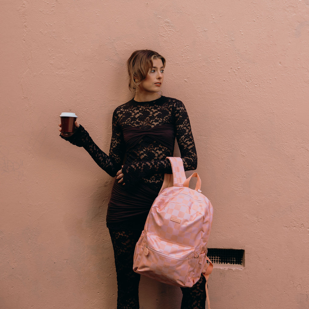 Peach Check Backpack - SECONDS
