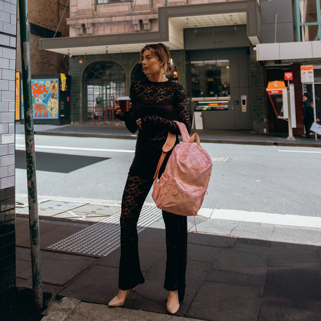 Peach Check Backpack - SECONDS