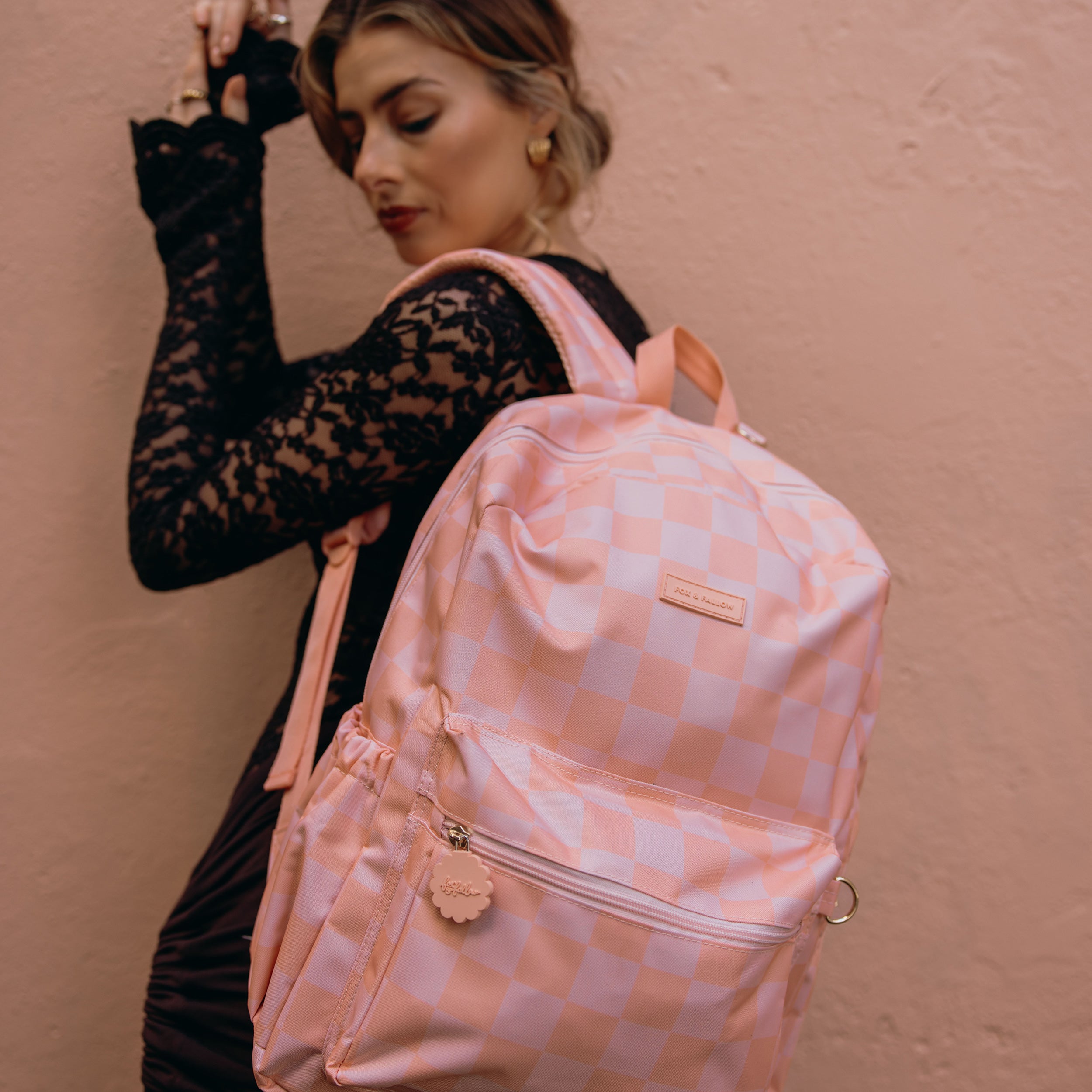 Peach Check Backpack - SECONDS