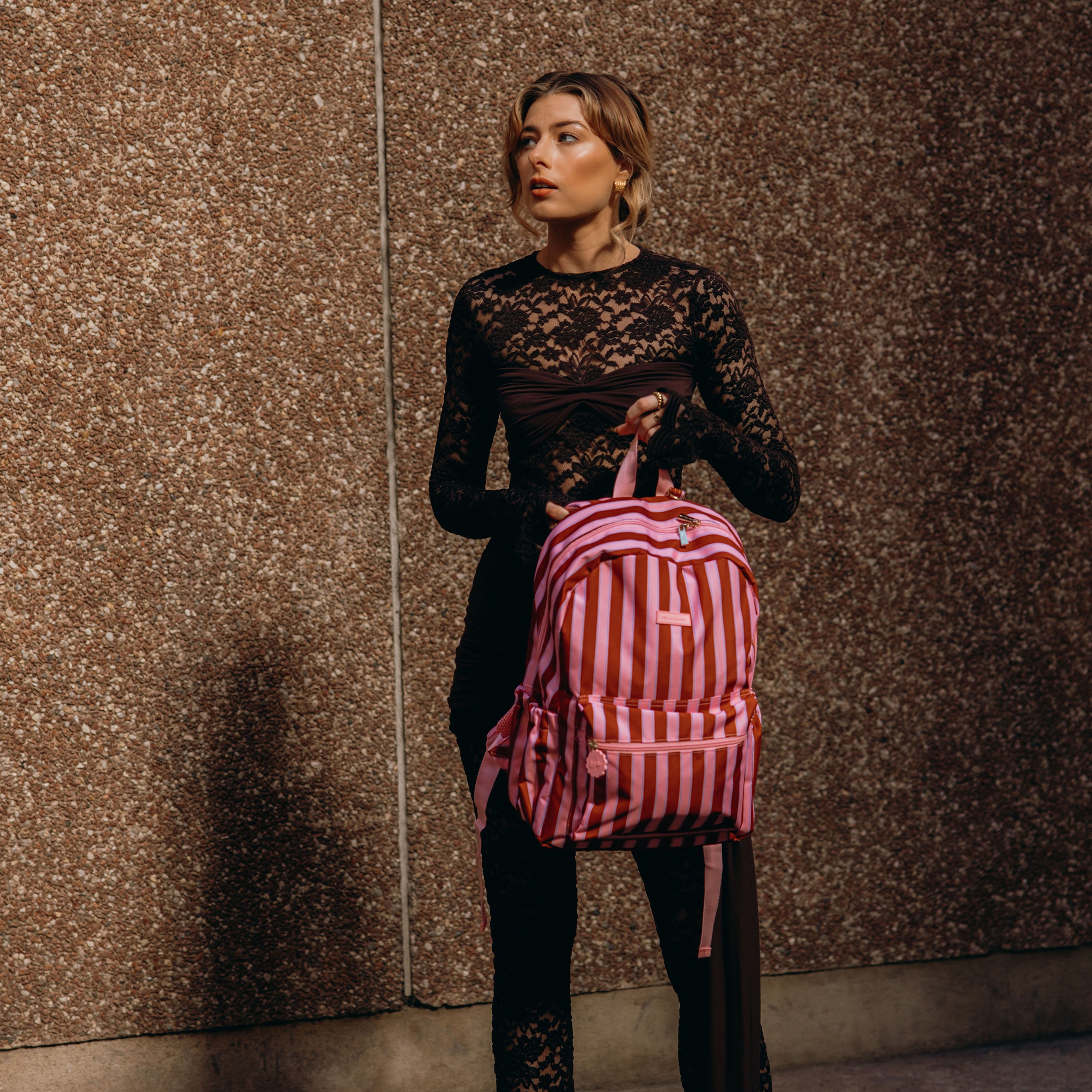 Burgundy Stripe Backpack