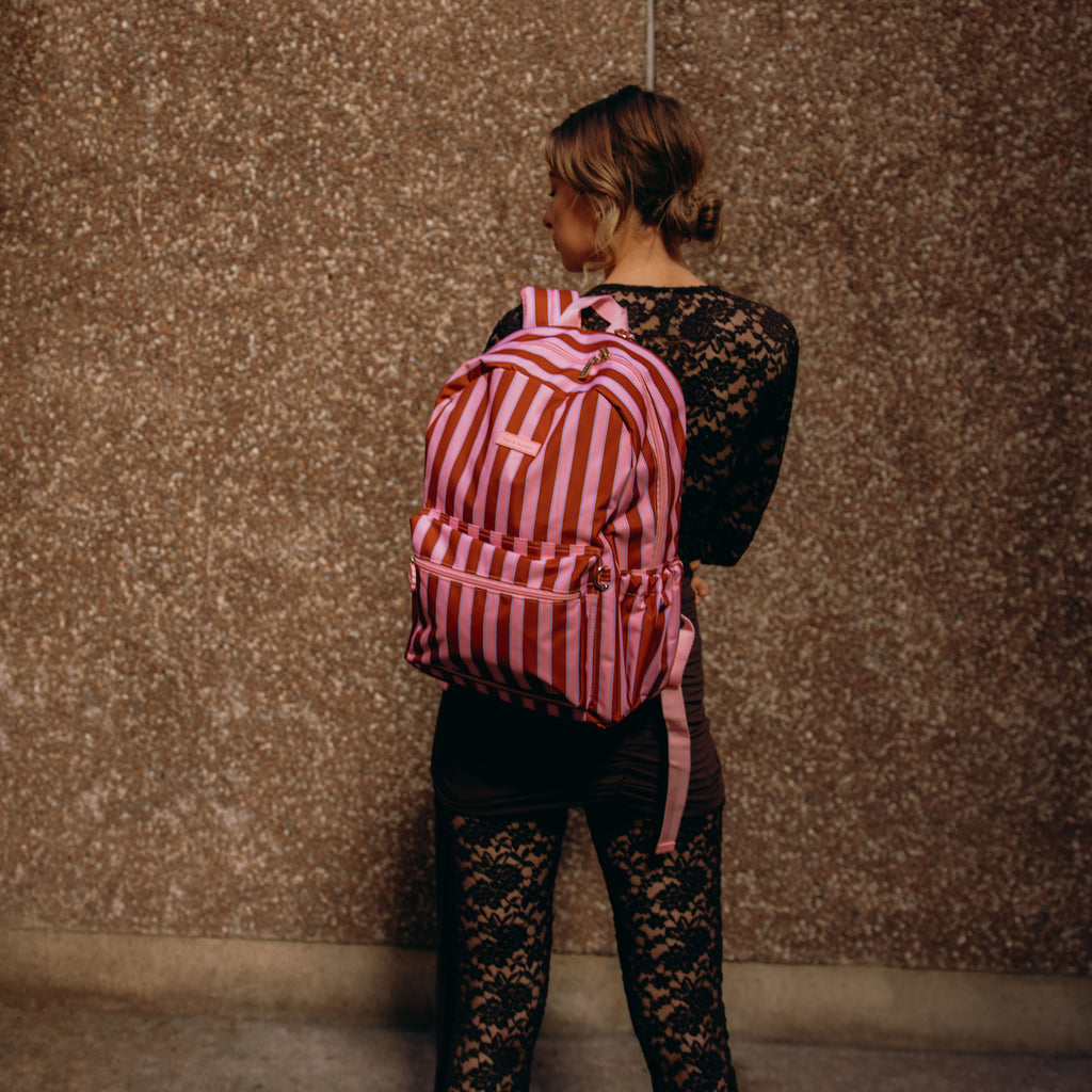 Burgundy Stripe Backpack