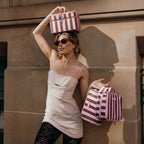 Burgundy Stripe Cosmetic Bag