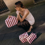 Burgundy Stripe Cosmetic Bag