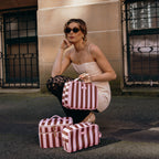 Burgundy Stripe Wash Bag