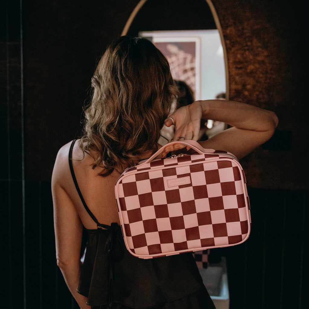 Cherry Check Cosmetic Bag