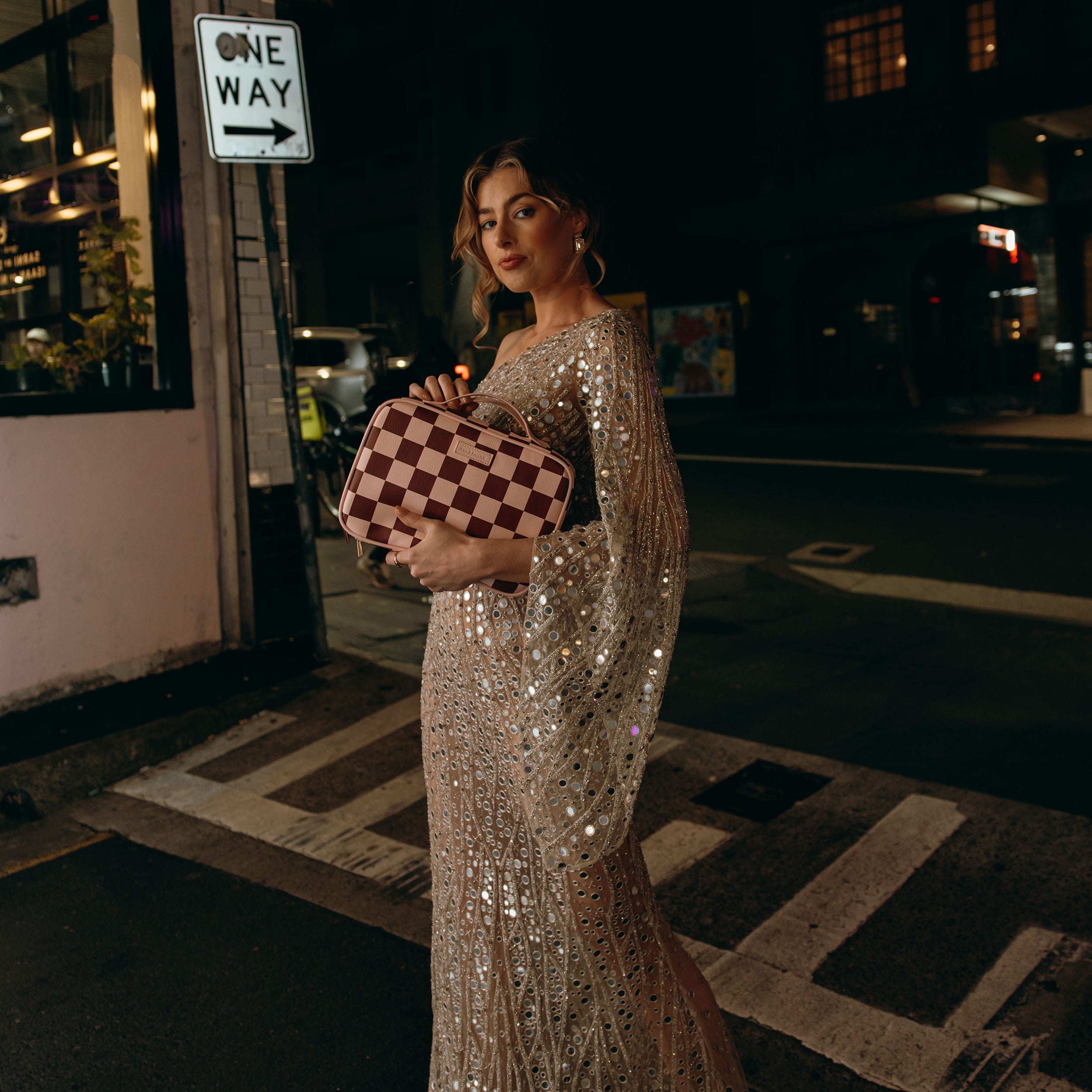 Cherry Check Cosmetic Bag