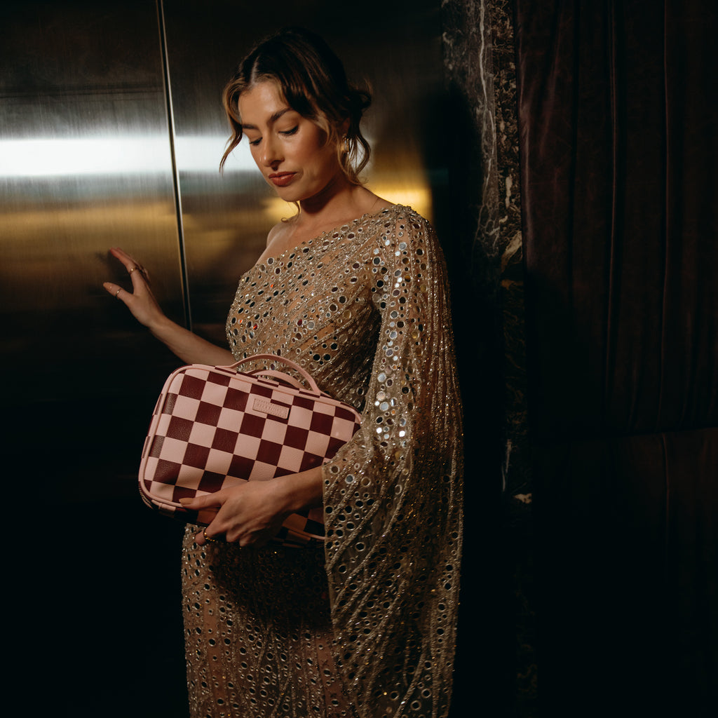 Cherry Check Cosmetic Bag