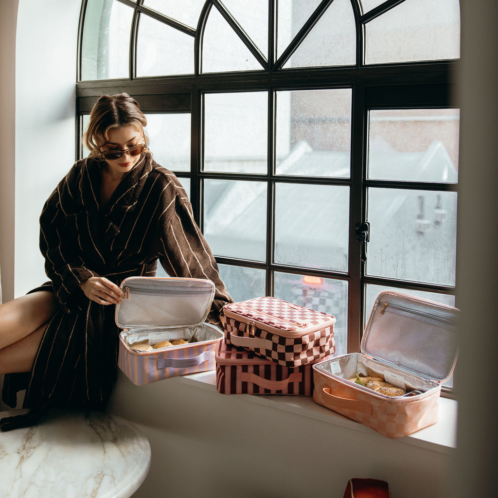 Peach Check Large Lunch Bag - SECONDS