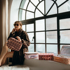 Peach Check Large Lunch Bag - SECONDS