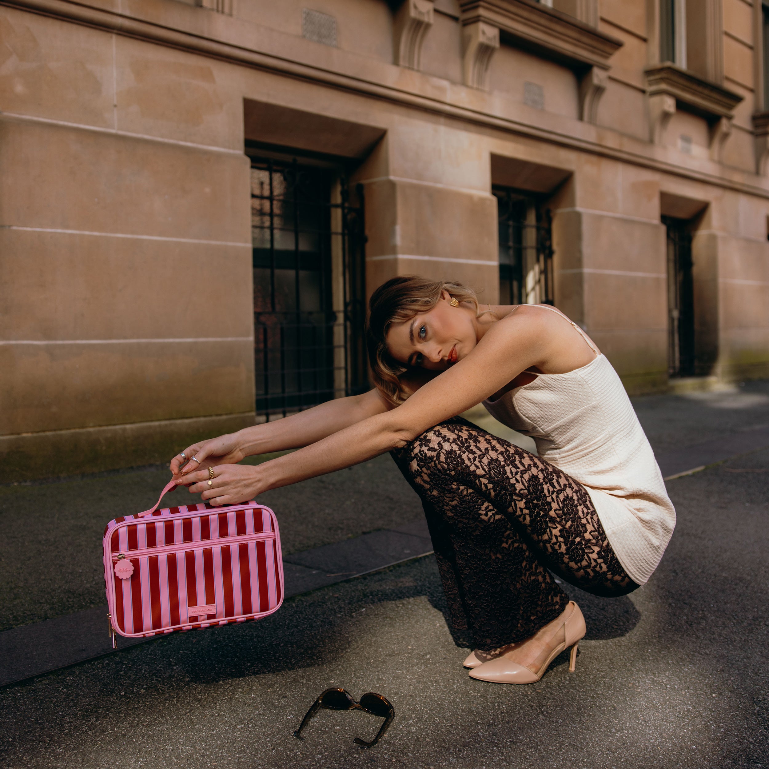 Burgundy Stripe Large Lunch Bag - PRE-ORDER (APRIL)
