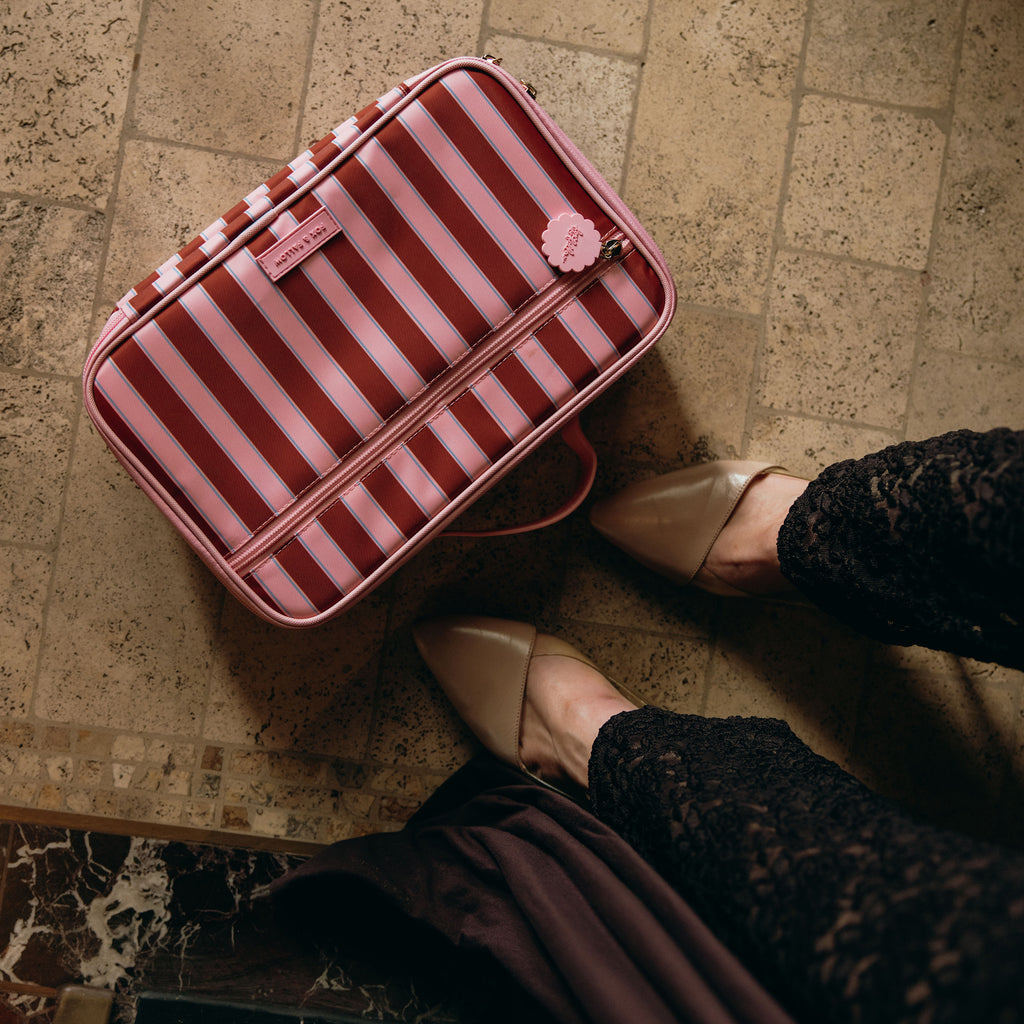 Burgundy Stripe Large Lunch Bag - PRE-ORDER (APRIL)