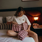 Burgundy Stripe Cosmetic Bag