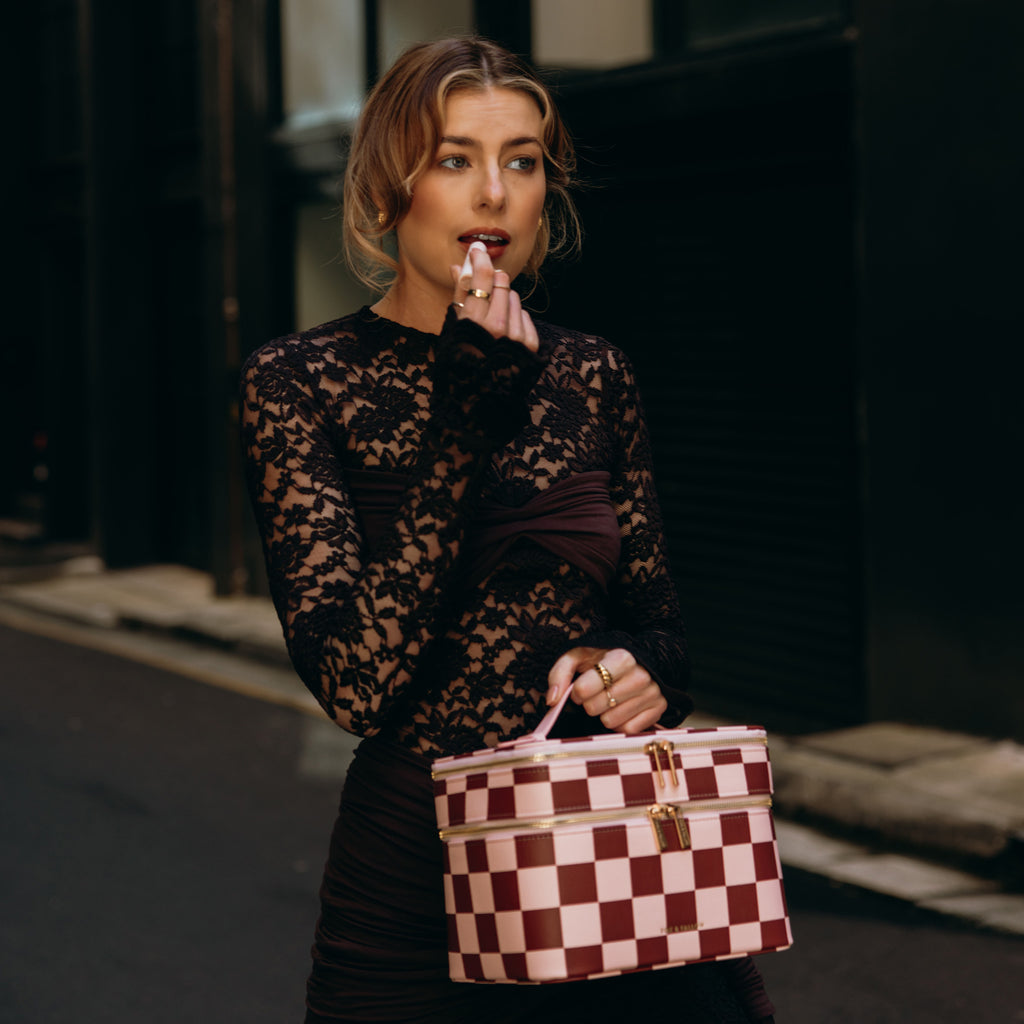 Cherry Check Vanity Case - 'The Classic'