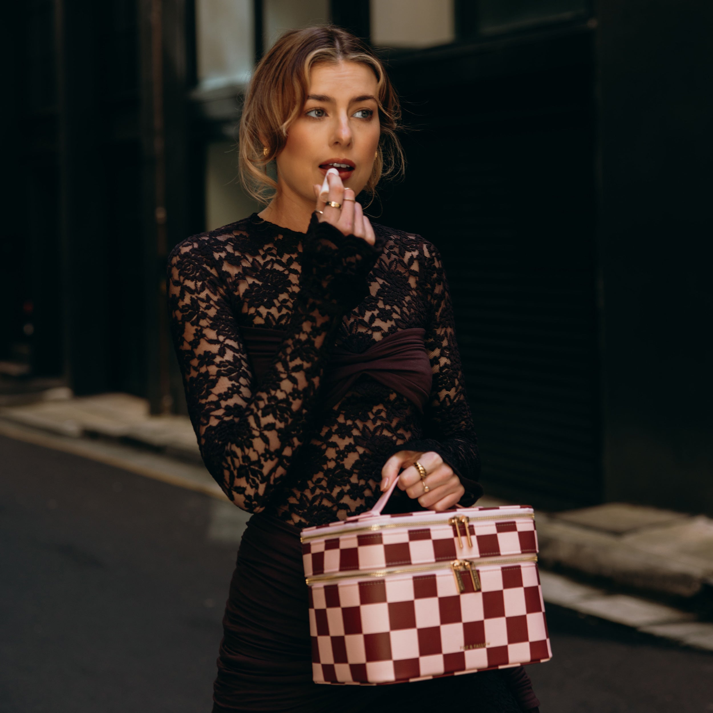 Cherry Check Vanity Case - 'The Classic'