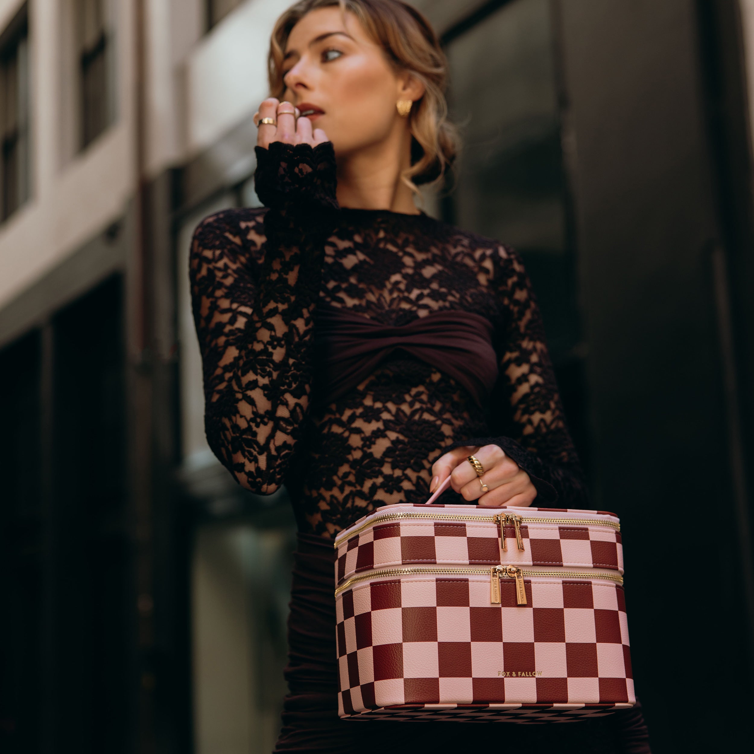 Cherry Check Vanity Case - 'The Classic'