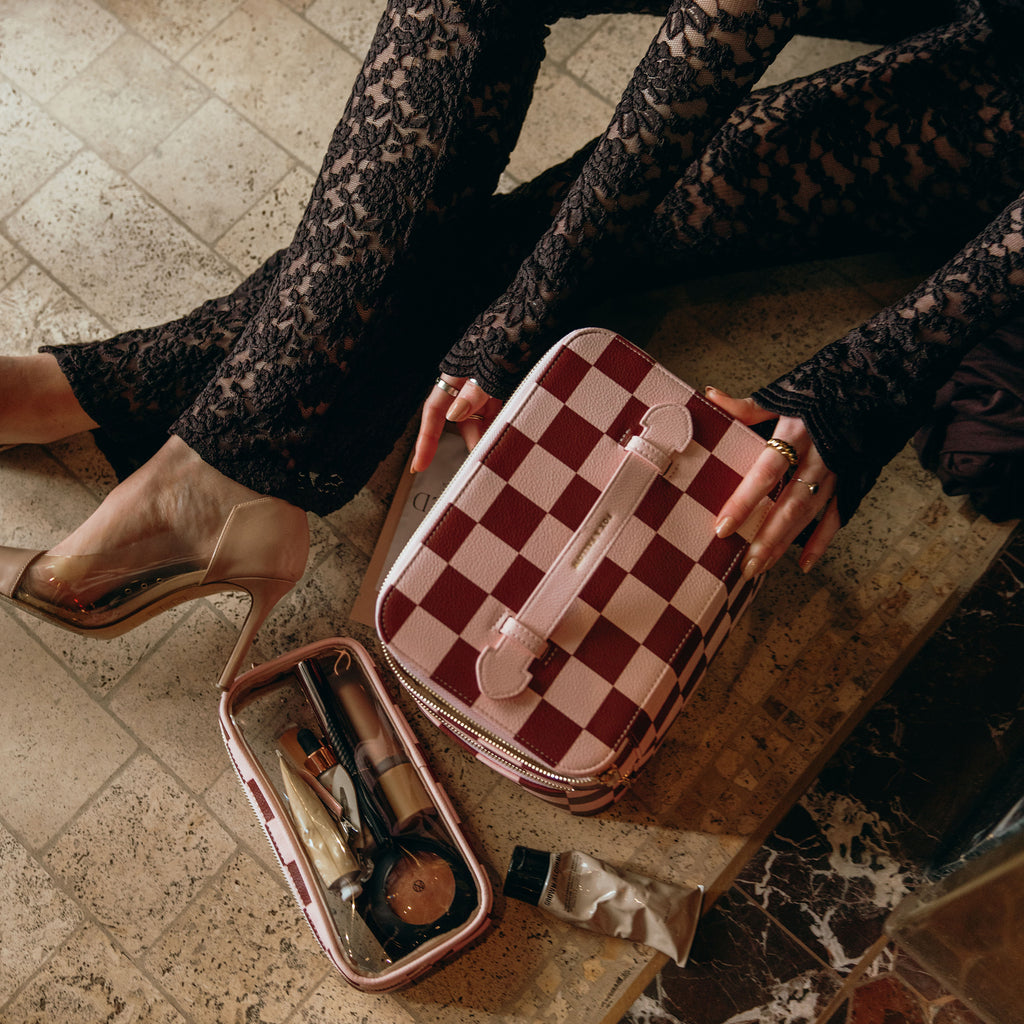 Cherry Check Vanity Case - 'The Classic'