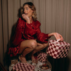 Cherry Check Wash Bag