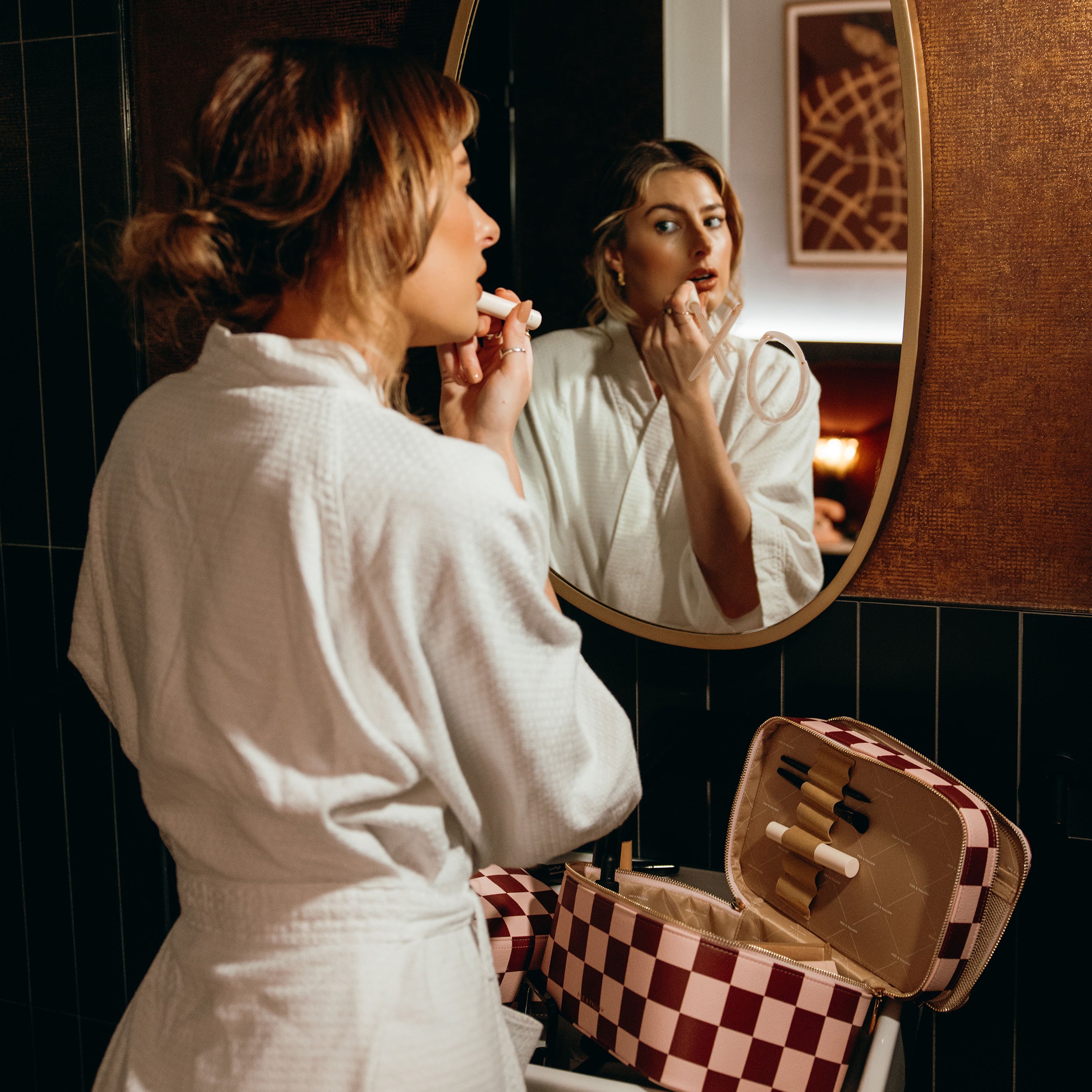 Cherry Check Vanity Case - 'The Classic'