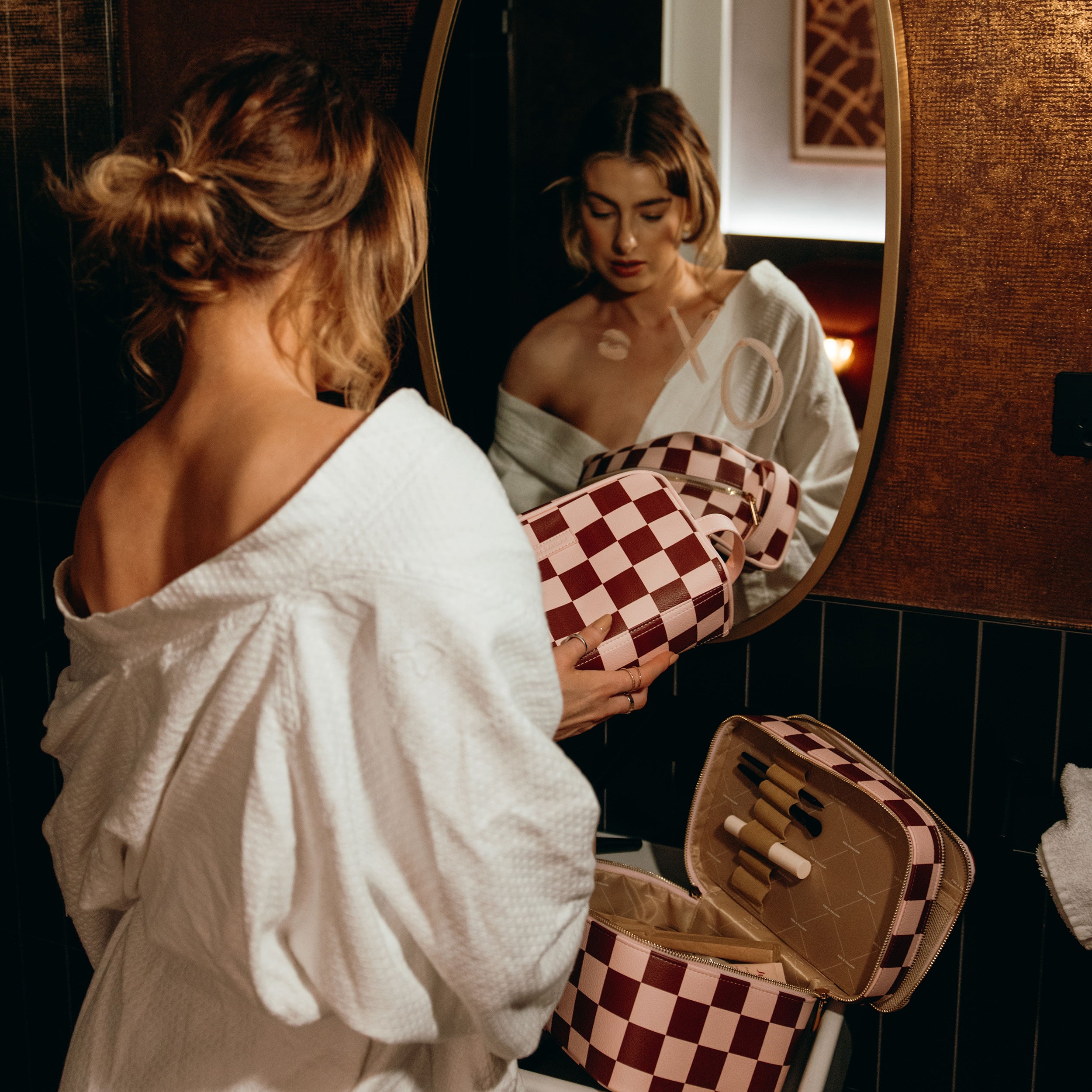 Cherry Check Vanity Case - 'The Classic'