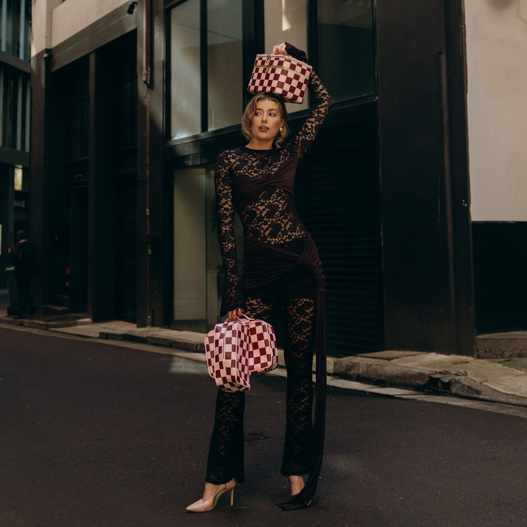 Cherry Check Vanity Case - 'The Classic'