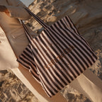F&F Aesthetic Club Weekend Bag - Chocolate Stripe