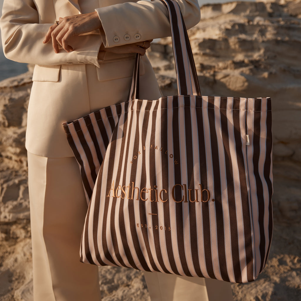 F&F Aesthetic Club Weekend Bag - Chocolate Stripe