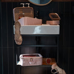 Rosé Pinstripe Cosmetic Nested Trio Set
