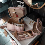 Rosé Pinstripe Vanity Case - 'The Classic'