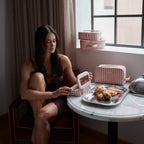 Rosé Pinstripe Cosmetic Nested Trio Set