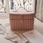 Rosé Pinstripe Vanity Case - 'The Classic'