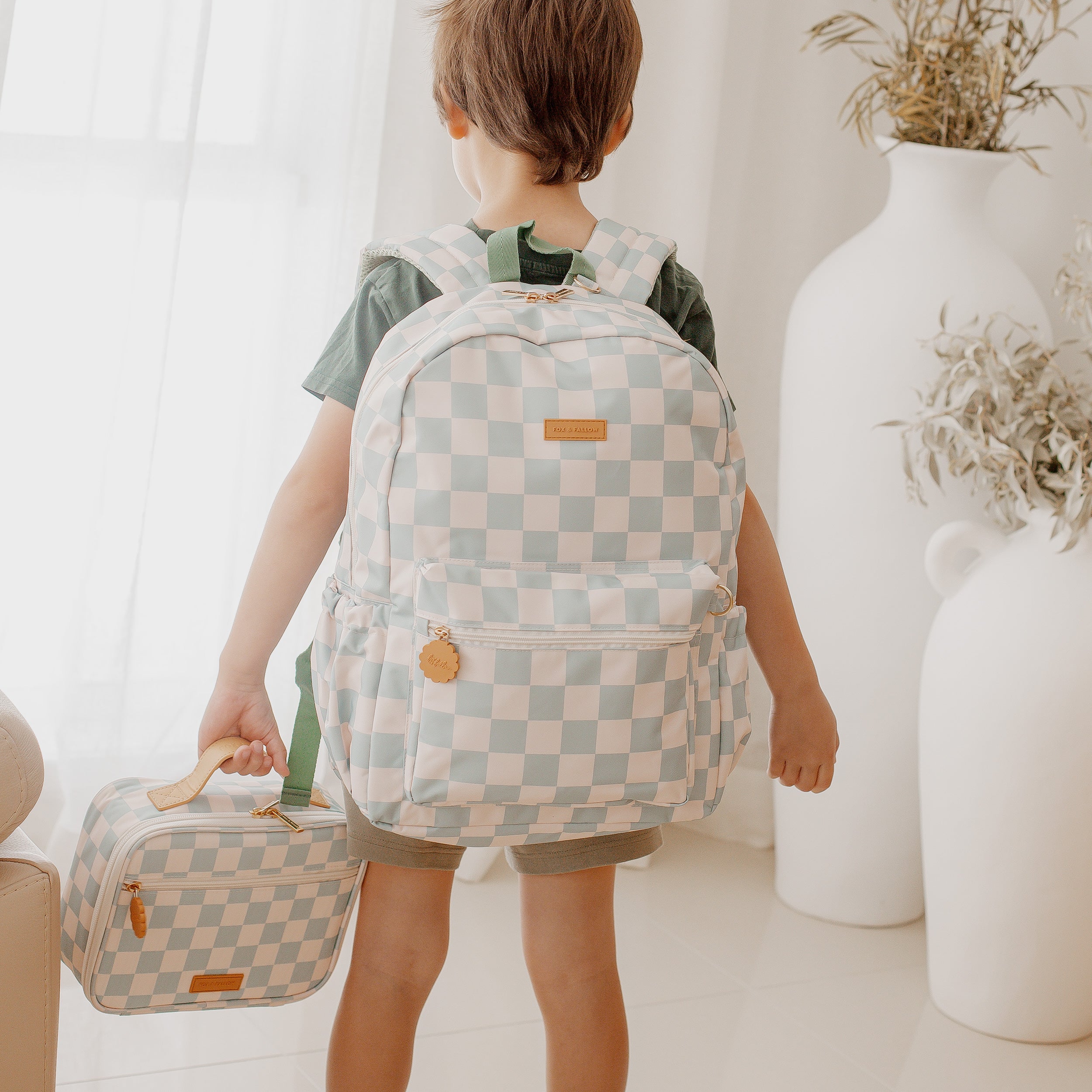 Sage Check Backpack - LOW STOCK