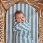 Sage Stripe / Sage Check Organic Muslin Wrap Set