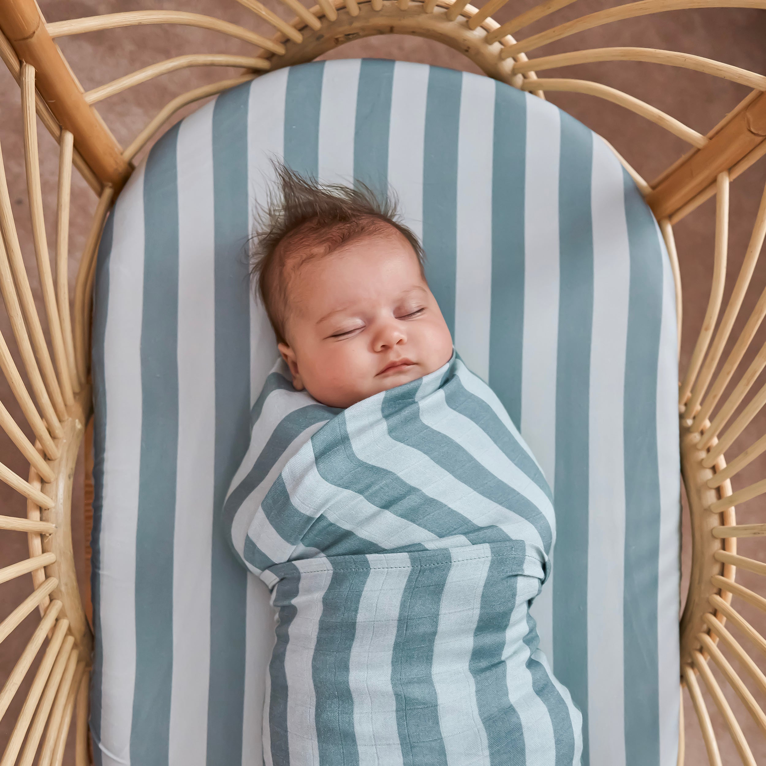 Sage Stripe Organic Muslin Wrap Swaddle