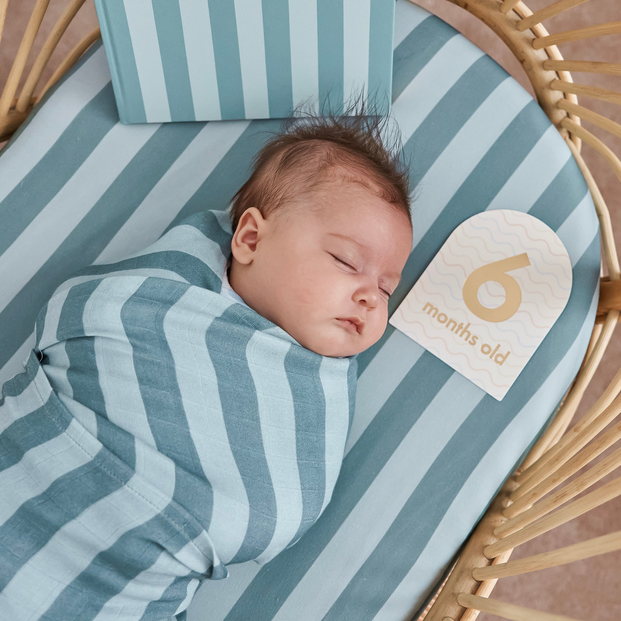 Sage Stripe Organic Muslin Wrap Swaddle