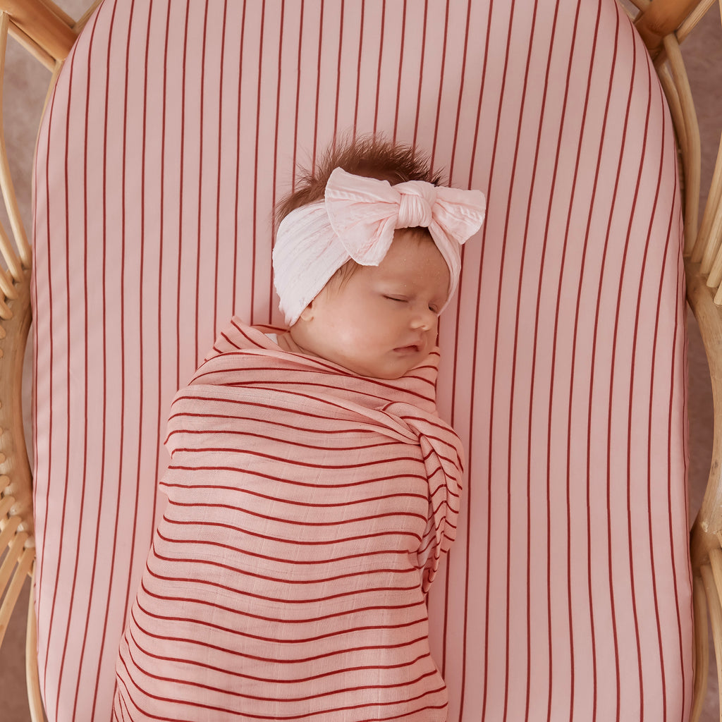 Strawberry Stripe Muslin Wrap Swaddle