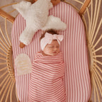 Strawberry Stripe Organic Fitted Bassinet Sheet/Change Pad Cover