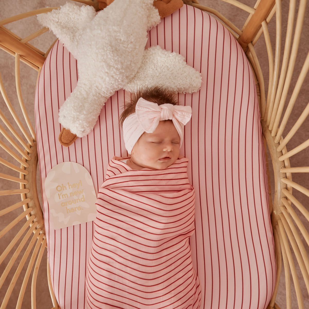Strawberry Stripe Organic Fitted Bassinet Sheet/Change Pad Cover