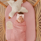 Strawberry Stripe Organic Fitted Bassinet Sheet/Change Pad Cover