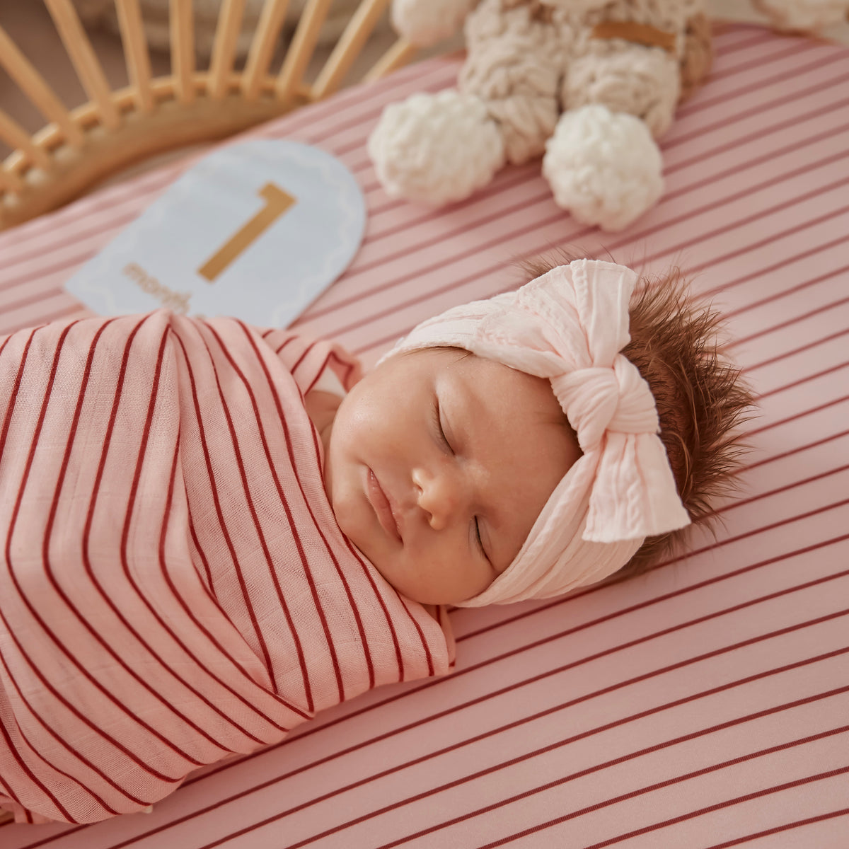 Strawberry Stripe Organic Fitted Cot Sheet