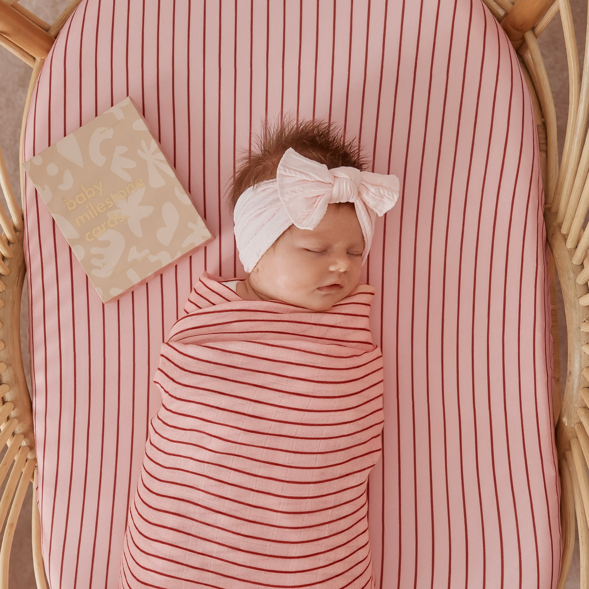 Strawberry Stripe Organic Fitted Bassinet Sheet/Change Pad Cover