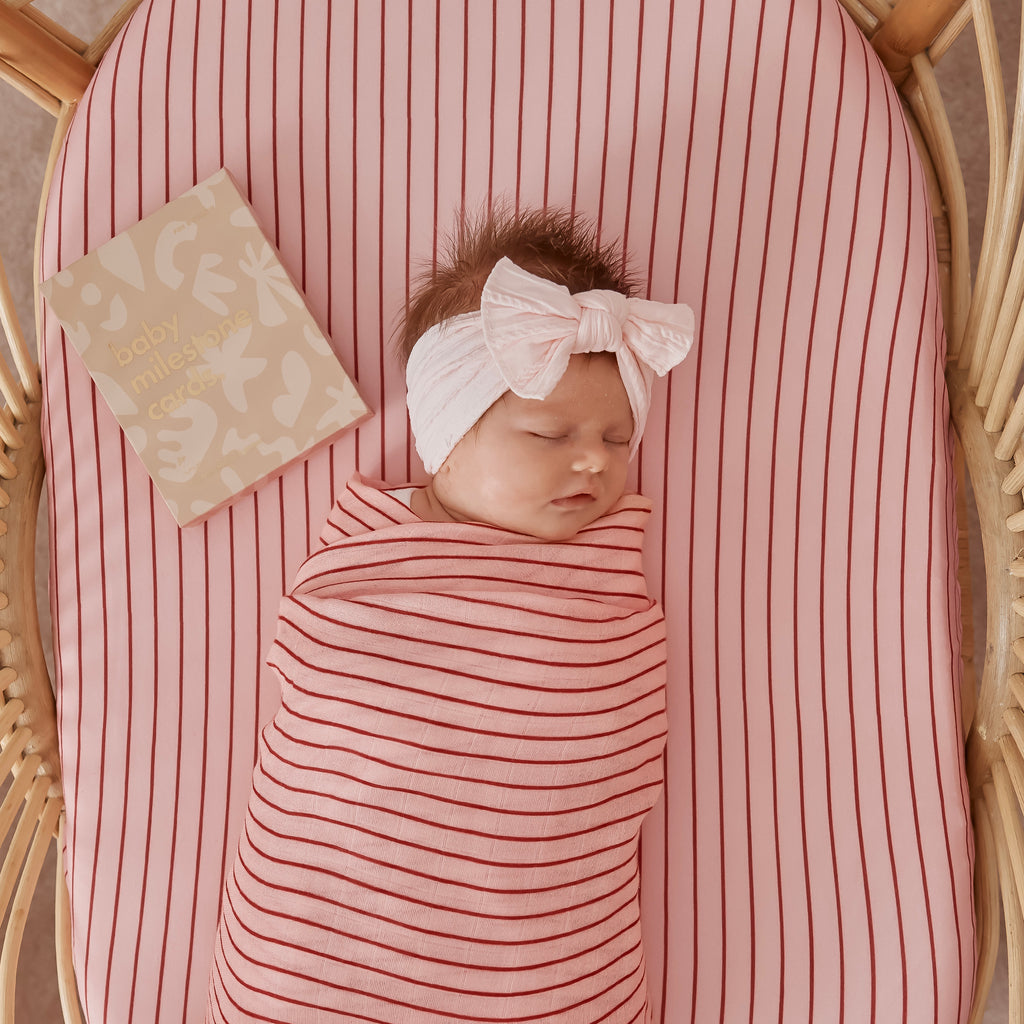 Strawberry Stripe Muslin Wrap Swaddle