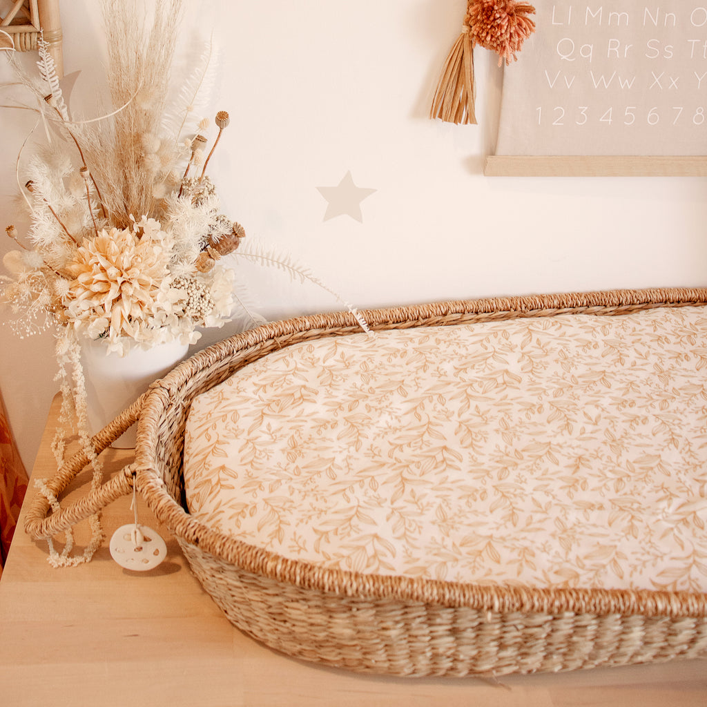 Golden Vines Organic Fitted Bassinet Sheet/Change Pad Cover