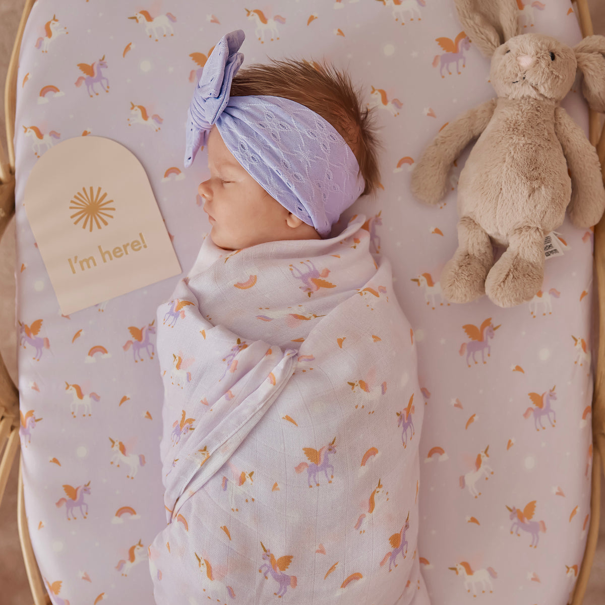 Unicorns Organic Fitted Bassinet Sheet/Change Pad Cover