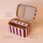 Burgundy Stripe Vanity Case - 'The Classic'