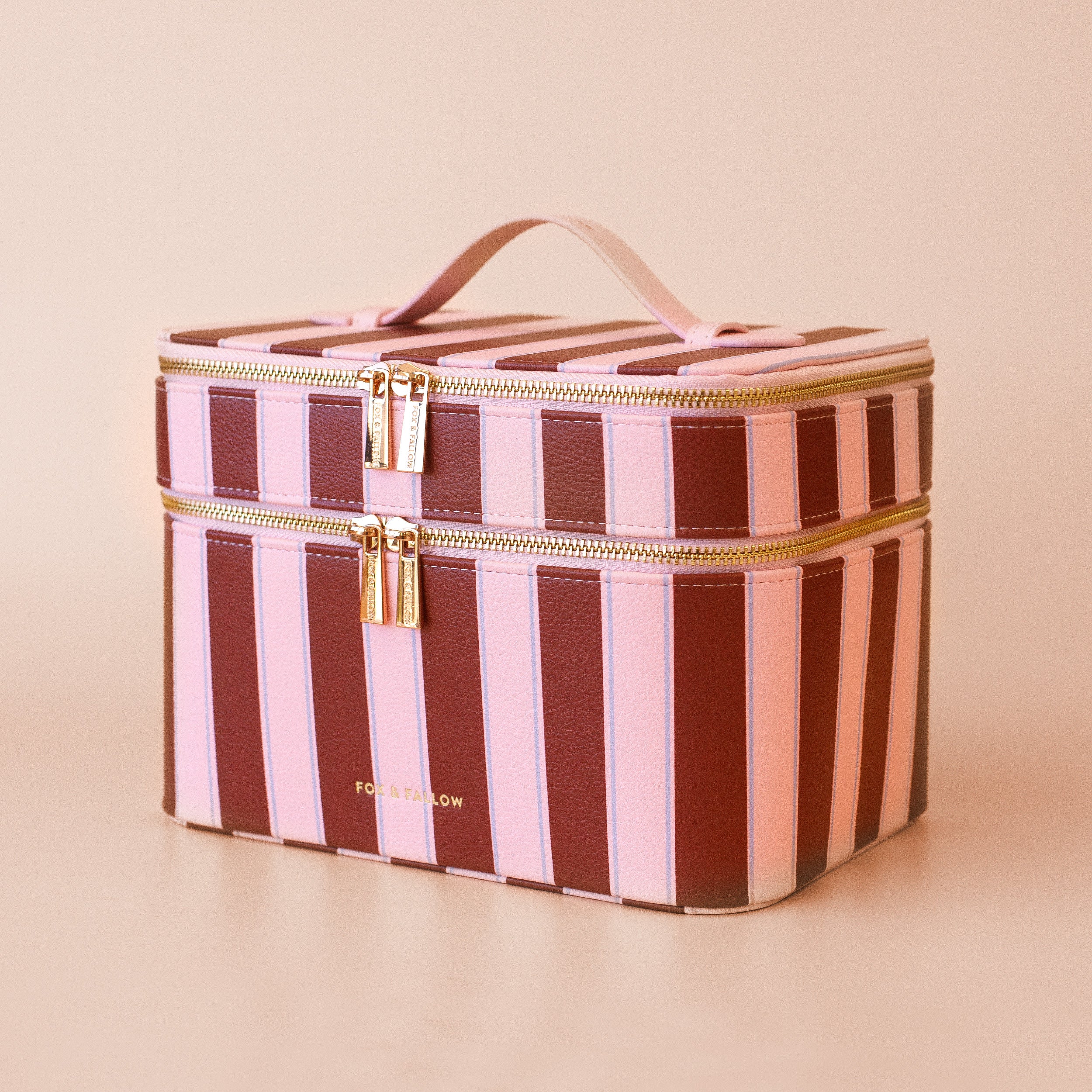 Burgundy Stripe Vanity Case - 'The Classic' - SECONDS